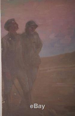 Tableau Ancien Huile Champagne Soldat Guerre 14/18 MAURICE PERRET-CARNOT 1917