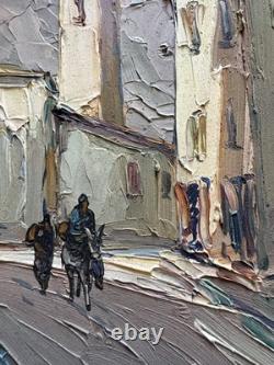 Tableau Ancien Huile Clocher CORTE CORSE Signé Elie BERNADAC