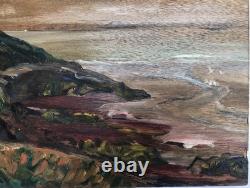 Tableau Ancien Huile Henri Duminger (1892-1980) Panneau Paysage Marin XXe
