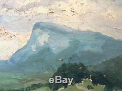 Tableau Ancien Huile Impressionnisme goût Marie ASTOIN Etude Montagne Bleue