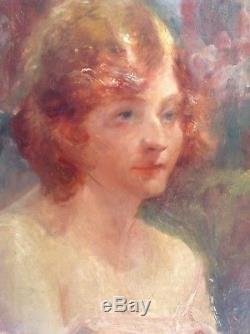 Tableau Ancien Huile Impressionniste Georges ROGY 1897-1981 Portrait Jeune Femme