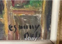 Tableau Ancien Huile Impressionniste XXème. Scène d'intèrieur. Café