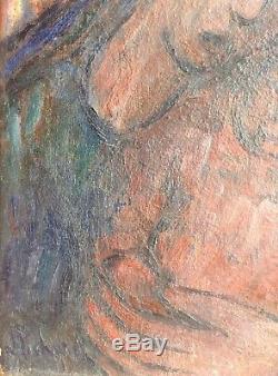 Tableau Ancien Huile Impressionniste style Marc CHAGALL Portrait Vierge Enfant