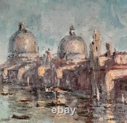 Tableau Ancien Huile Le Grand Canal Ville Vue de Venise Impressionniste XXème