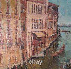Tableau Ancien Huile Le Grand Canal Ville Vue de Venise Impressionniste XXème