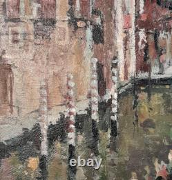 Tableau Ancien Huile Le Grand Canal Ville Vue de Venise Impressionniste XXème