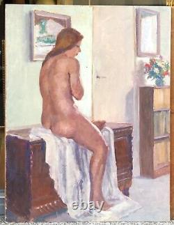 Tableau Ancien Huile Marcel VICAIRE (1893-1976) Portrait Nu Féminin Orientaliste