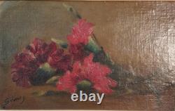 Tableau Ancien Huile Nature Morte Bouquet de Fleurs Impressionniste début XXème