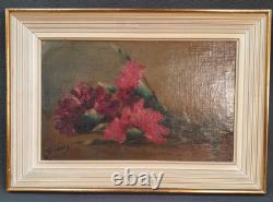 Tableau Ancien Huile Nature Morte Bouquet de Fleurs Impressionniste début XXème