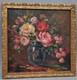Tableau Ancien Huile Nature Morte Bouquet de Fleurs Roses Impressionniste XX&egrave;me