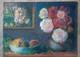 Tableau Ancien Huile Nature Morte Bouquet de Fleurs et fruits Impressionniste