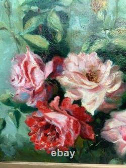 Tableau Ancien Huile Nature Morte Fleurs XIXème