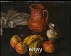 Tableau Ancien Huile Nature Morte Fruits Impressionniste XXème