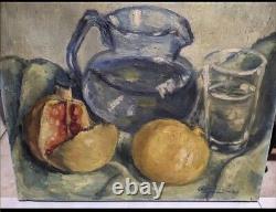 Tableau Ancien Huile Nature Morte Fruits Impressionniste XXème