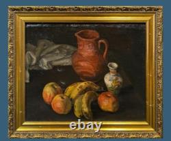 Tableau Ancien Huile Nature Morte Fruits Impressionniste XXème