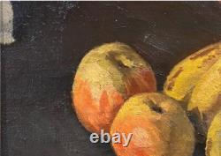 Tableau Ancien Huile Nature Morte Fruits Impressionniste XXème