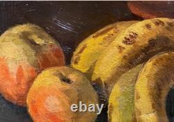 Tableau Ancien Huile Nature Morte Fruits Impressionniste XXème