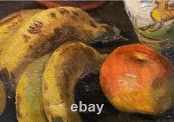 Tableau Ancien Huile Nature Morte Fruits Impressionniste XXème