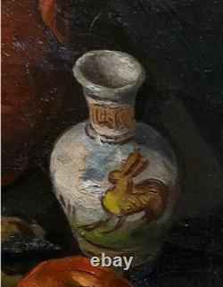 Tableau Ancien Huile Nature Morte Fruits Impressionniste XXème