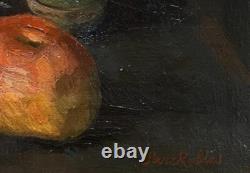 Tableau Ancien Huile Nature Morte Fruits Impressionniste XXème