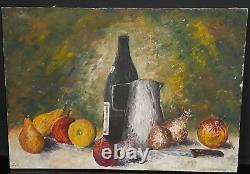 Tableau Ancien Huile Nature morte Fruits XXème J DECOSSE école française HST