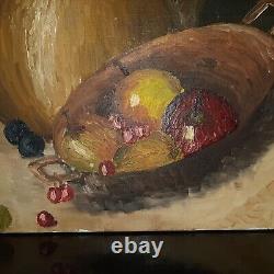 Tableau Ancien Huile Nature morte Fruits XXème J DECOSSE école française HST