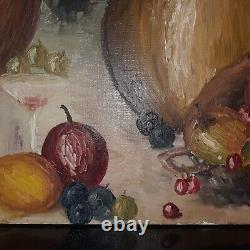 Tableau Ancien Huile Nature morte Fruits XXème J DECOSSE école française HST