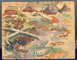 Tableau Ancien Huile Panneau DREYFUS STERN (1890-1972) Paysage Personnage XIXe