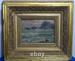 Tableau Ancien Huile Paysage Marin la Mer Impressionniste XXème