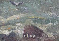 Tableau Ancien Huile Paysage Marin la Mer Impressionniste XXème