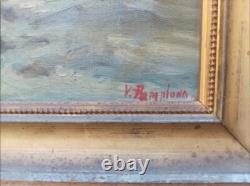 Tableau Ancien Huile Paysage Marin la Mer Impressionniste XXème