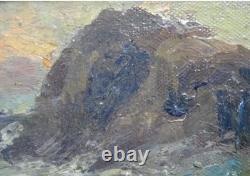 Tableau Ancien Huile Paysage Marin la Mer Impressionniste XXème