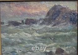 Tableau Ancien Huile Paysage Marin la Mer Impressionniste XXème