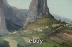 Tableau Ancien Huile Paysage à identifier Montagne Masca Espagne signé