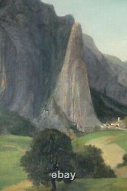 Tableau Ancien Huile Paysage à identifier Montagne Masca Espagne signé