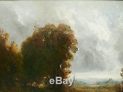 Tableau Ancien Huile Paysage de Campagne XIXe vers 1820 Cartouche John Constable