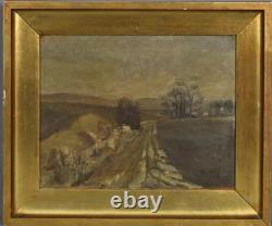 Tableau Ancien Huile Paysage de campagne Impressionniste XXème