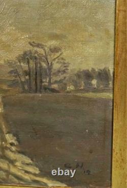 Tableau Ancien Huile Paysage de campagne Impressionniste XXème