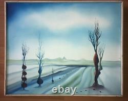 Tableau Ancien Huile Philippe Simon (1969) Paysage Fantastique XXe Signature