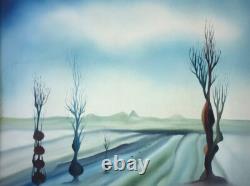 Tableau Ancien Huile Philippe Simon (1969) Paysage Fantastique XXe Signature