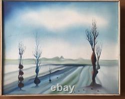 Tableau Ancien Huile Philippe Simon (1969) Paysage Fantastique XXe Signature