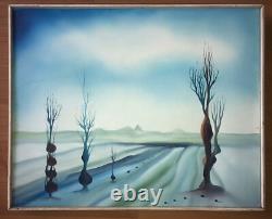 Tableau Ancien Huile Philippe Simon (1969) Paysage Fantastique XXe Signature