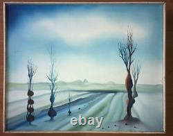 Tableau Ancien Huile Philippe Simon (1969) Paysage Fantastique XXe Signature