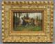 Tableau Ancien Huile Portrait Animalier Poulets Impressionniste d&eacute;but XX&egrave;me