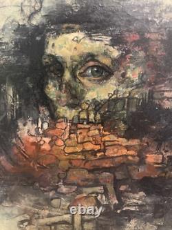 Tableau Ancien Huile Portrait Curiosa EUGENE LIPKOVITCH (1924-1987) Pologne