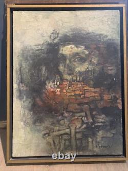 Tableau Ancien Huile Portrait Curiosa EUGENE LIPKOVITCH (1924-1987) Pologne