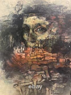 Tableau Ancien Huile Portrait Curiosa EUGENE LIPKOVITCH (1924-1987) Pologne