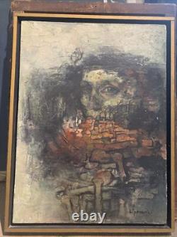 Tableau Ancien Huile Portrait Curiosa EUGENE LIPKOVITCH (1924-1987) Pologne