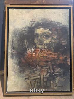Tableau Ancien Huile Portrait Curiosa EUGENE LIPKOVITCH (1924-1987) Pologne