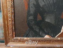 Tableau Ancien Huile Portrait Femme Bijoux CHARLES POUCHON Ami Courbet XIXe 1854